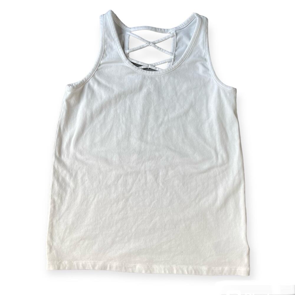 Girls XL 14-16 Old Navy White Fitted Sleeveless Criss Cross Strap Back Tank Top